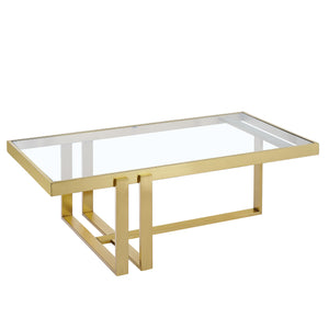 Worldwide Home Furnishings Paxton-coffee Table - Elegant Brushed Gold & Glass Design For Modern Living Room Décor Essentials Brushed Gold Metal,Glass 301-167gl