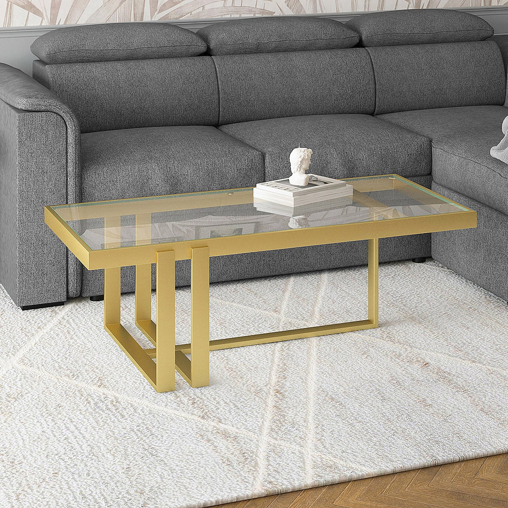 Worldwide Home Furnishings Paxton-coffee Table - Elegant Brushed Gold & Glass Design For Modern Living Room Décor Essentials Brushed Gold Metal,Glass 301-167gl