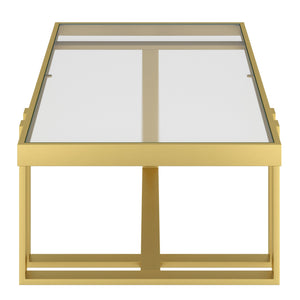Worldwide Home Furnishings Paxton-coffee Table - Elegant Brushed Gold & Glass Design For Modern Living Room Décor Essentials Brushed Gold Metal,Glass 301-167gl