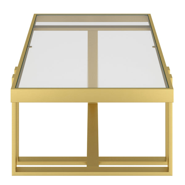 Worldwide Home Furnishings Paxton-coffee Table - Elegant Brushed Gold & Glass Design For Modern Living Room Décor Essentials Brushed Gold Metal,Glass 301-167gl