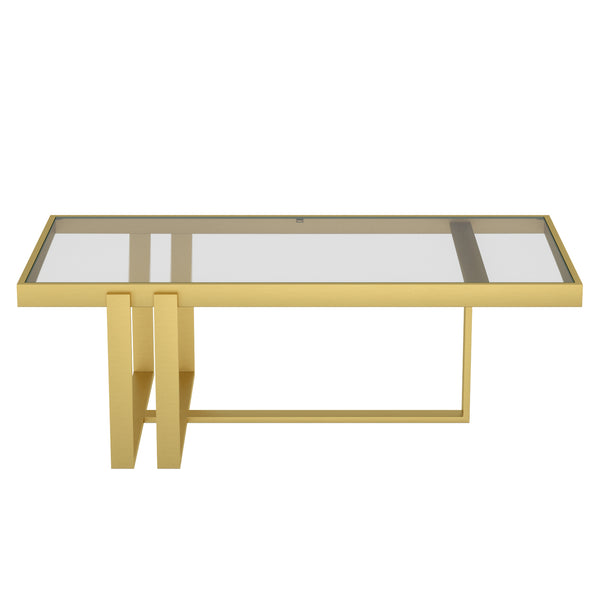 Worldwide Home Furnishings Paxton-coffee Table - Elegant Brushed Gold & Glass Design For Modern Living Room Décor Essentials Brushed Gold Metal,Glass 301-167gl