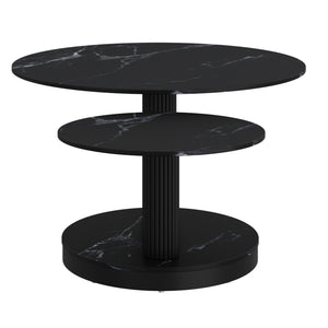 Worldwide Home Furnishings Elara-coffee Table – Contemporary Extendable Design With Stylish Sintered Stone Top For Any Space Black Sintered Stone,Metal 301-198bk