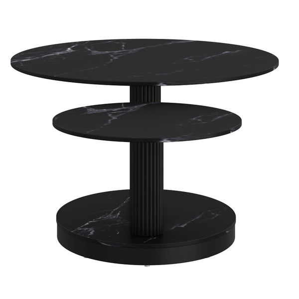 Worldwide Home Furnishings Elara-coffee Table – Contemporary Extendable Design With Stylish Sintered Stone Top For Any Space Black Sintered Stone,Metal 301-198bk