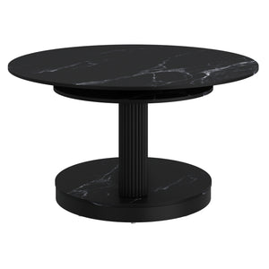 Worldwide Home Furnishings Elara-coffee Table – Contemporary Extendable Design With Stylish Sintered Stone Top For Any Space Black Sintered Stone,Metal 301-198bk