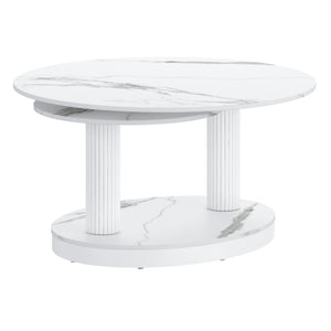 Worldwide Home Furnishings Elara-coffee Table – Contemporary Extendable Design With Stylish Sintered Stone Top For Any Space White Sintered Stone,Metal 301-198wt
