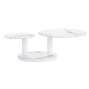Worldwide Home Furnishings Elara-coffee Table – Contemporary Extendable Design With Stylish Sintered Stone Top For Any Space White Sintered Stone,Metal 301-198wt