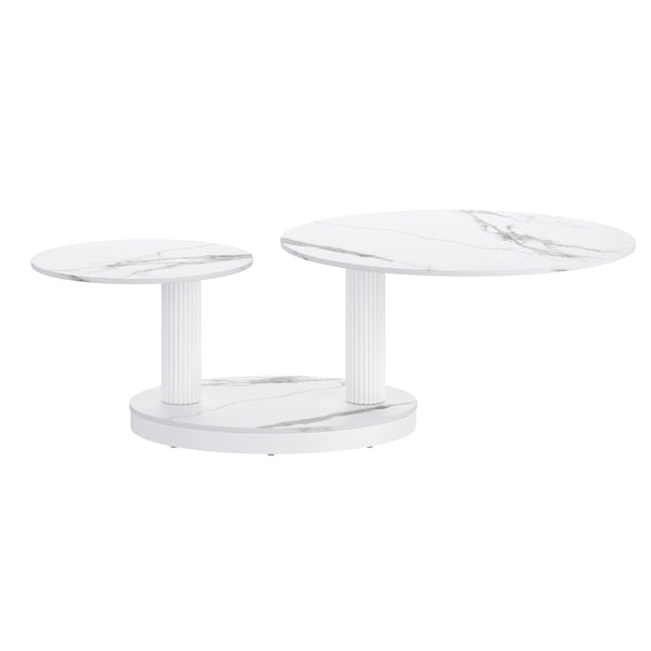 Worldwide Home Furnishings Elara-coffee Table – Contemporary Extendable Design With Stylish Sintered Stone Top For Any Space White Sintered Stone,Metal 301-198wt
