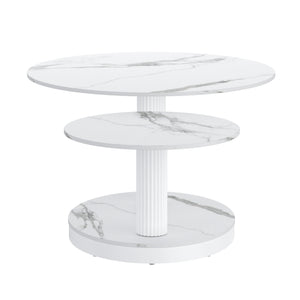 Worldwide Home Furnishings Elara-coffee Table – Contemporary Extendable Design With Stylish Sintered Stone Top For Any Space White Sintered Stone,Metal 301-198wt