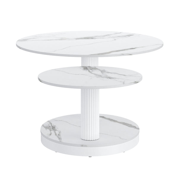 Worldwide Home Furnishings Elara-coffee Table – Contemporary Extendable Design With Stylish Sintered Stone Top For Any Space White Sintered Stone,Metal 301-198wt