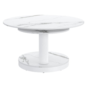 Worldwide Home Furnishings Elara-coffee Table – Contemporary Extendable Design With Stylish Sintered Stone Top For Any Space White Sintered Stone,Metal 301-198wt