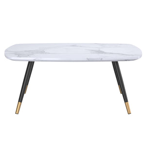 Worldwide Home Furnishings Emery-rect. Marble-look Coffee Table With Aged Gold Accents For Modern Living Spaces - Chic Design White Faux Marble,Black Engineered Wood,Laminated Veneer,Metal 301-294rec-wt