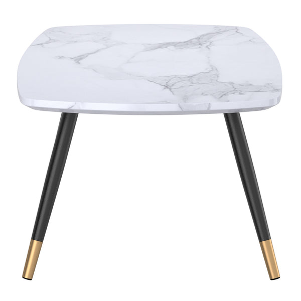 Worldwide Home Furnishings Emery-rect. Marble-look Coffee Table With Aged Gold Accents For Modern Living Spaces - Chic Design White Faux Marble,Black Engineered Wood,Laminated Veneer,Metal 301-294rec-wt