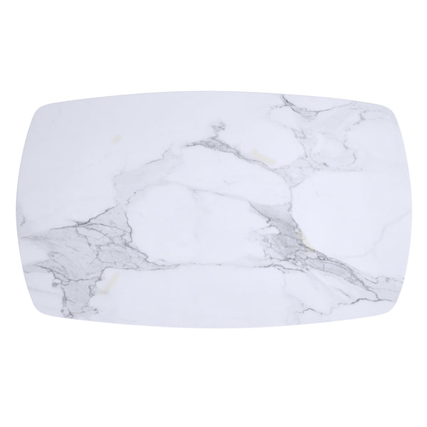 Worldwide Home Furnishings Emery-rect. Marble-look Coffee Table With Aged Gold Accents For Modern Living Spaces - Chic Design White Faux Marble,Black Engineered Wood,Laminated Veneer,Metal 301-294rec-wt