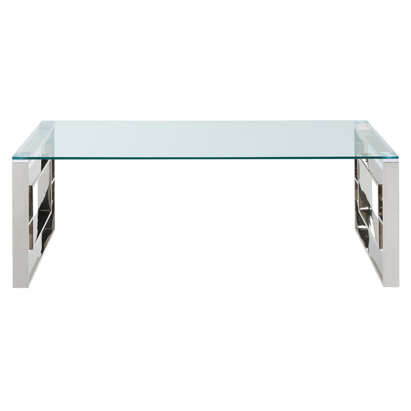 Worldwide Home Furnishings Eros-coffee Table - Stylishly Sturdy Design For Modern Living Rooms, Perfect For Any Home Décor Silver Stainless Steel,Glass 301-482ch