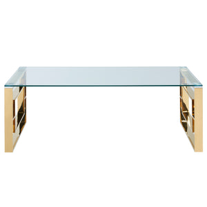 Worldwide Home Furnishings Eros-coffee Table - Stylishly Sturdy Design For Modern Living Rooms, Perfect For Any Home Décor Gold Stainless Steel,Glass 301-482gl