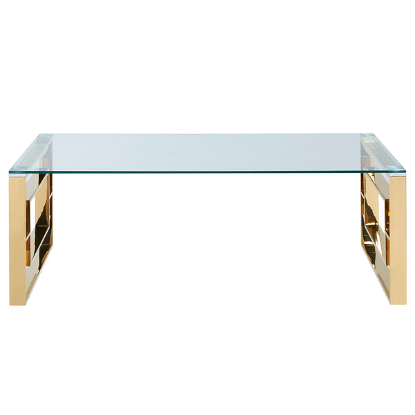 Worldwide Home Furnishings Eros-coffee Table - Stylishly Sturdy Design For Modern Living Rooms, Perfect For Any Home Décor Gold Stainless Steel,Glass 301-482gl