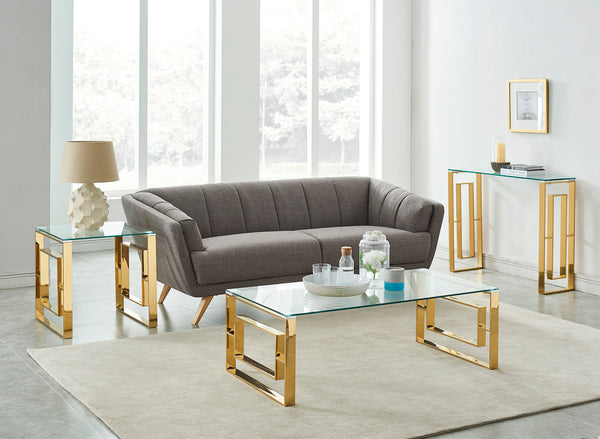 Worldwide Home Furnishings Eros-coffee Table - Stylishly Sturdy Design For Modern Living Rooms, Perfect For Any Home Décor Gold Stainless Steel,Glass 301-482gl