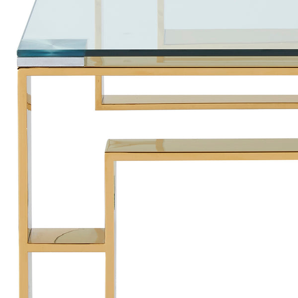 Worldwide Home Furnishings Eros-coffee Table - Stylishly Sturdy Design For Modern Living Rooms, Perfect For Any Home Décor Gold Stainless Steel,Glass 301-482gl