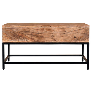 Worldwide Home Furnishings Ojas-lift-top Rustic Modern Coffee Table With Lift-top Storage For Stylish Living Spaces & Convenience Natural Burnt,Black Solid Wood,Wrought Iron 301-513nt