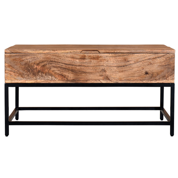 Worldwide Home Furnishings Ojas-lift-top Rustic Modern Coffee Table With Lift-top Storage For Stylish Living Spaces & Convenience Natural Burnt,Black Solid Wood,Wrought Iron 301-513nt