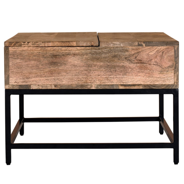 Worldwide Home Furnishings Ojas-lift-top Rustic Modern Coffee Table With Lift-top Storage For Stylish Living Spaces & Convenience Natural Burnt,Black Solid Wood,Wrought Iron 301-513nt