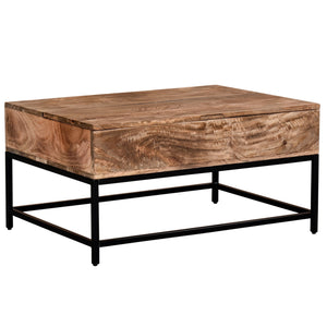 Worldwide Home Furnishings Ojas-lift-top Rustic Modern Coffee Table With Lift-top Storage For Stylish Living Spaces & Convenience Natural Burnt,Black Solid Wood,Wrought Iron 301-513nt