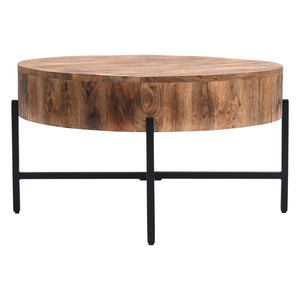 Worldwide Home Furnishings Blox-coffee Table - Handcrafted Mango Wood With Sturdy Iron Cross-base For Modern Living Spaces Natural,Black Solid Wood,Iron 301-528nat