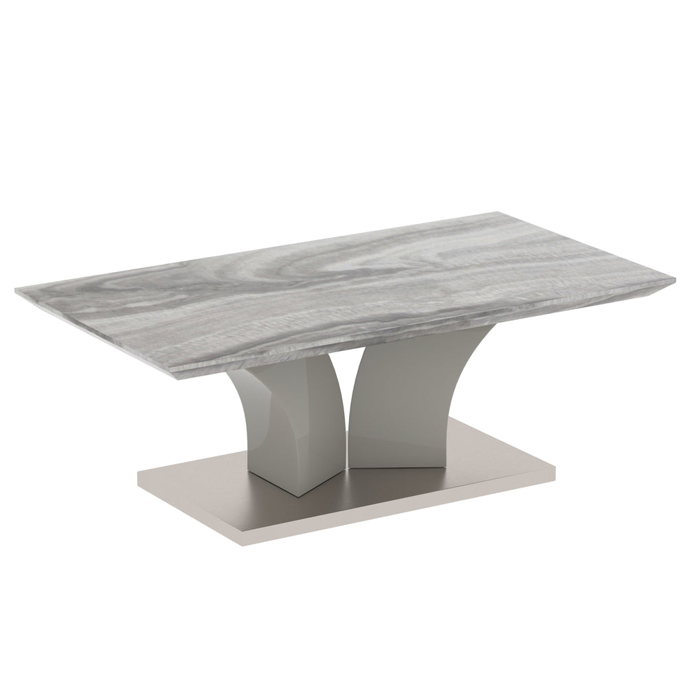 Worldwide Home Furnishings Napoli-coffee Table - Modern Grey Marble-look Design With Geometric Base For Stylish Living Spaces Light Grey Faux Marble,Stainless Steel 301-545gy