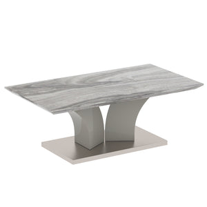 Worldwide Home Furnishings Napoli-coffee Table - Modern Grey Marble-look Design With Geometric Base For Stylish Living Spaces Light Grey Faux Marble,Stainless Steel 301-545gy