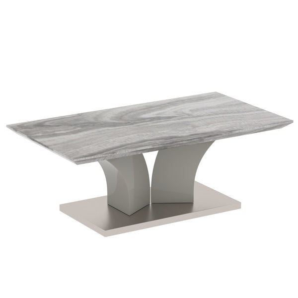 Worldwide Home Furnishings Napoli-coffee Table - Modern Grey Marble-look Design With Geometric Base For Stylish Living Spaces Light Grey Faux Marble,Stainless Steel 301-545gy
