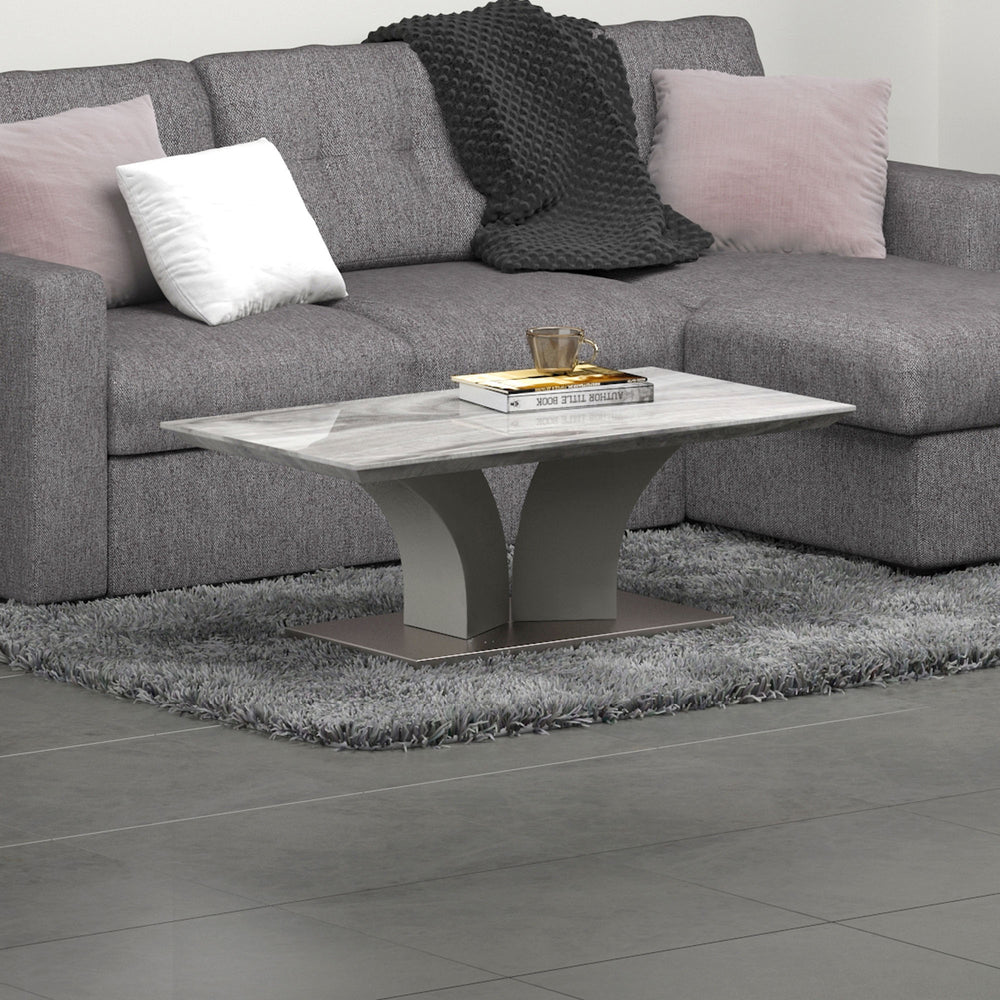 Worldwide Home Furnishings Napoli-coffee Table - Modern Grey Marble-look Design With Geometric Base For Stylish Living Spaces Light Grey Faux Marble,Stainless Steel 301-545gy