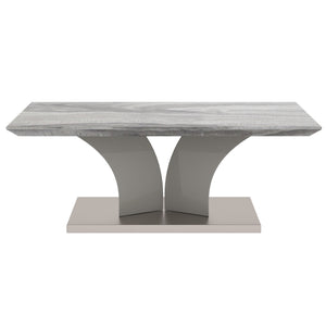 Worldwide Home Furnishings Napoli-coffee Table - Modern Grey Marble-look Design With Geometric Base For Stylish Living Spaces Light Grey Faux Marble,Stainless Steel 301-545gy
