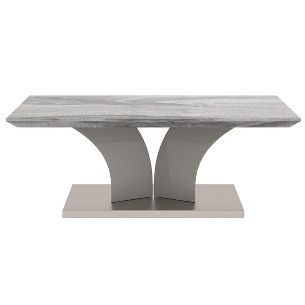 Worldwide Home Furnishings Napoli-coffee Table - Modern Grey Marble-look Design With Geometric Base For Stylish Living Spaces Light Grey Faux Marble,Stainless Steel 301-545gy