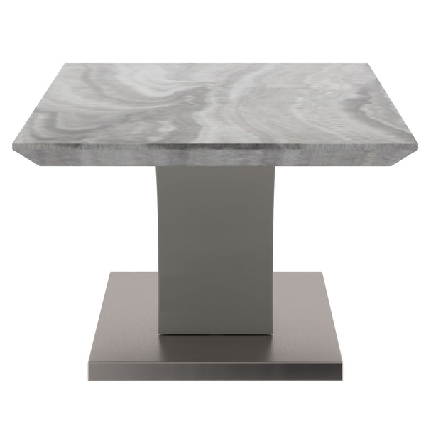 Worldwide Home Furnishings Napoli-coffee Table - Modern Grey Marble-look Design With Geometric Base For Stylish Living Spaces Light Grey Faux Marble,Stainless Steel 301-545gy