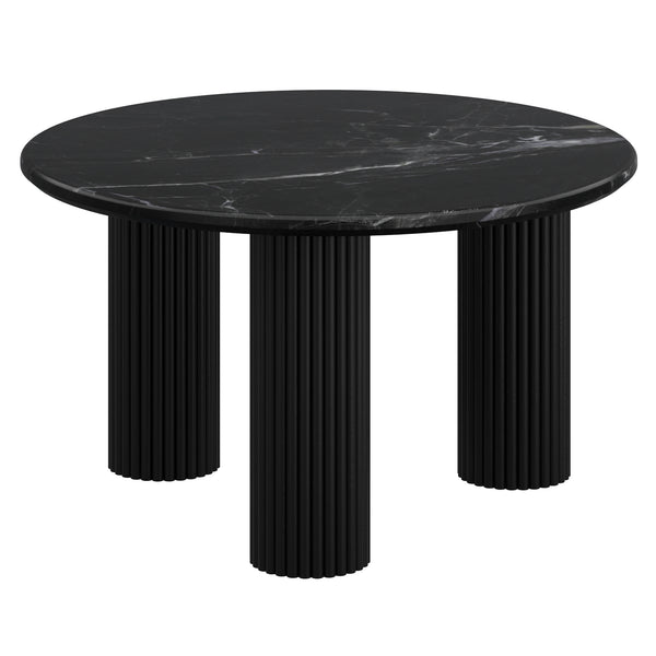 Worldwide Home Furnishings Jilsa-coffee Table - Elegant Solid Mango Wood With Bevelled Marble Top For A Chic Living Space Black,Black Solid Wood,Marble 301-551blk