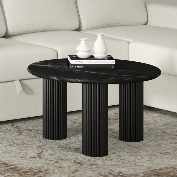 Worldwide Home Furnishings Jilsa-coffee Table - Elegant Solid Mango Wood With Bevelled Marble Top For A Chic Living Space Black,Black Solid Wood,Marble 301-551blk