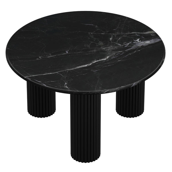 Worldwide Home Furnishings Jilsa-coffee Table - Elegant Solid Mango Wood With Bevelled Marble Top For A Chic Living Space Black,Black Solid Wood,Marble 301-551blk