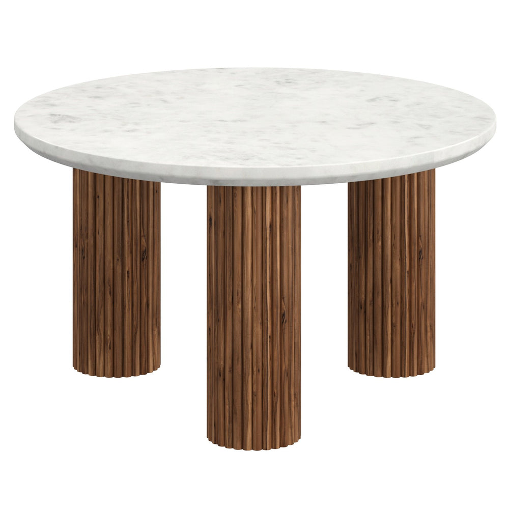 Worldwide Home Furnishings Jilsa-coffee Table - Elegant Solid Mango Wood With Bevelled Marble Top For A Chic Living Space Walnut,White Solid Wood,Marble 301-551wal