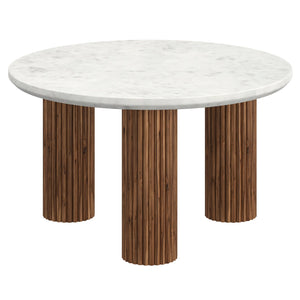 Worldwide Home Furnishings Jilsa-coffee Table - Elegant Solid Mango Wood With Bevelled Marble Top For A Chic Living Space Walnut,White Solid Wood,Marble 301-551wal