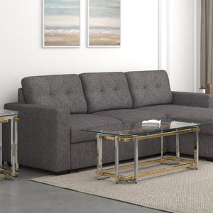 Worldwide Home Furnishings Florina-rect Modern Metal & Glass Coffee Table With Stylish Gold/Silver Finish For Any Living Space Silver,Gold Metal,Glass 301-561rec