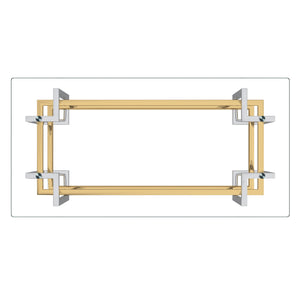 Worldwide Home Furnishings Florina-rect Modern Metal & Glass Coffee Table With Stylish Gold/Silver Finish For Any Living Space Silver,Gold Metal,Glass 301-561rec