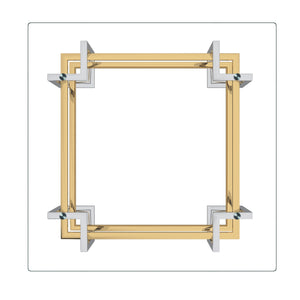 Worldwide Home Furnishings Florina-sq Modern Metal & Glass Coffee Table - Elegant Silver/Gold Finish For Stylish Living Spaces Silver,Gold Metal,Glass 301-561squ