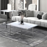 !nspire Veno Coffee Table White/Silver Granite/Paper Veneer/Metal