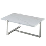 !nspire Veno Coffee Table White/Silver Granite/Paper Veneer/Metal