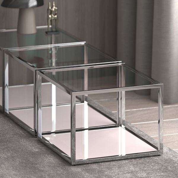 Worldwide Home Furnishings Casini-coffee Table - Stylish Contemporary Modular Design For Versatile Living Room Layouts Silver Metal,Glass 301-632ch_L