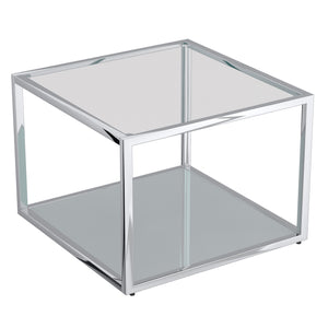 Worldwide Home Furnishings Casini-coffee Table - Contemporary Modular Design For Creative Layouts In Any Space, Perfect Fit! Silver Metal,Glass 301-632ch_S