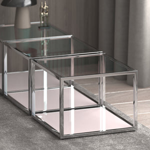 Worldwide Home Furnishings Casini-coffee Table - Contemporary Modular Design For Creative Layouts In Any Space, Perfect Fit! Silver Metal,Glass 301-632ch_S