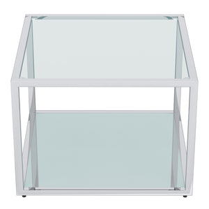 Worldwide Home Furnishings Casini-coffee Table - Contemporary Modular Design For Creative Layouts In Any Space, Perfect Fit! Silver Metal,Glass 301-632ch_S