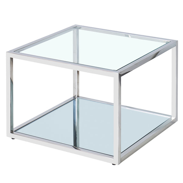 Worldwide Home Furnishings Casini-coffee Table - Contemporary Modular Design For Creative Layouts In Any Space, Perfect Fit! Silver Metal,Glass 301-632ch_S