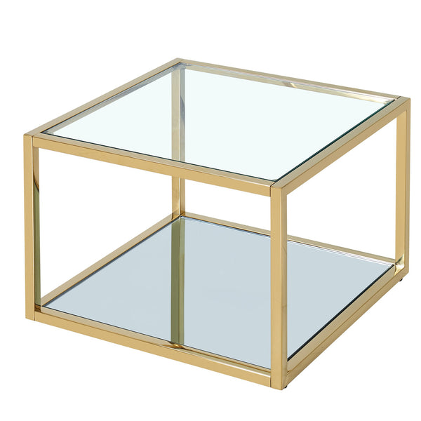Worldwide Home Furnishings Casini-coffee Table - Contemporary Modular Design For Creative Layouts In Any Space, Perfect Fit! Gold Metal,Glass 301-632gl_S
